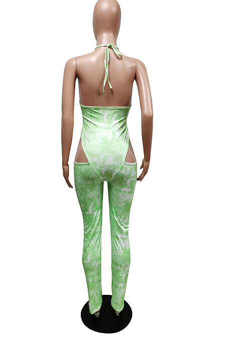 Sexy Hang A Neck Boob Tube Top Fashion Print Sports Jumpsuits F8359