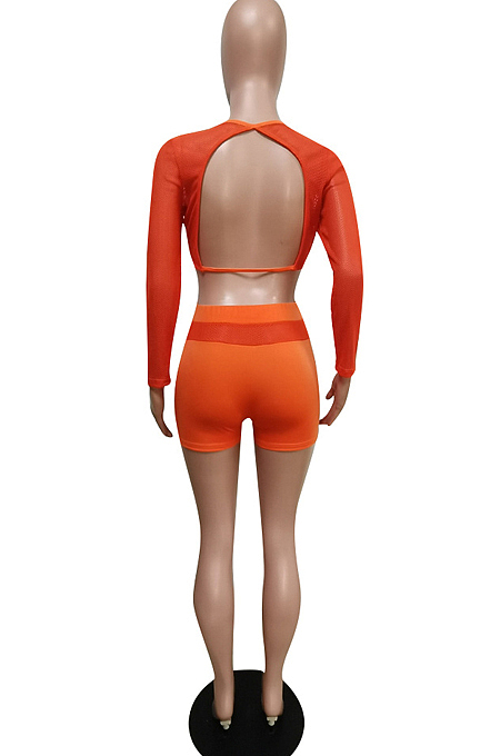 Beach Gridding Breathable Casual Sports Backless Two-Piece F8360