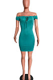 Pit Bar High Waist Chest Wrap Pure Color Mini Dress HM5456