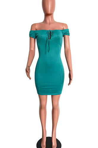 Pit Bar High Waist Chest Wrap Pure Color Mini Dress HM5456