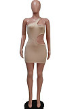 Fashion Tight Hollow Out One Shoulder Sleeveless Dress F1618