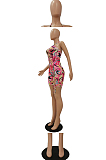 Sexy Hang A Neck Tie Dye Hollow Out Digital Print Jumpsuits CM2131