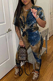 Casual Fashion Loose Tie Dye Short Sleeve Two-Piece TD8028 