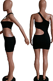 Fashion Tight Hollow Out One Shoulder Sleeveless Dress F1618