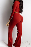 Fashion Pit Bar Long Sleeve Top Loose Pants Two-Piece QZ5307