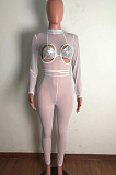 Fashion Women Net Yarn Stretch Tight Jumpsuits QZ4343
