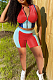 Fashion Casual Spliced Zipper Top Shorts Two-Piece TD8032