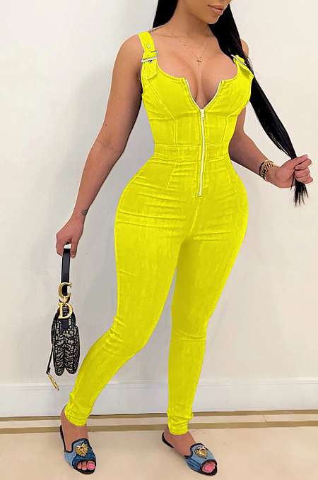 Summer High Elastic Cowboy Overalls Casual Jumpsuit YYZ651