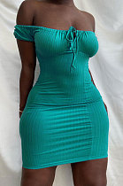 Pit Bar High Waist Chest Wrap Pure Color Mini Dress HM5456