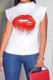 Short Sleeve Round Neck Cultivate One's Morality Casual Lip Printing T Shirts HM5455