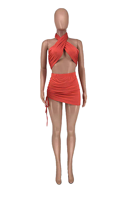 Euramerican Sexy Pure Color Sleeveless Shirt Sets AMX6017