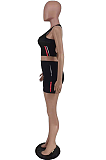 Euramerican Fashion U-neck Black Casual Backless Short Sets AMX6008