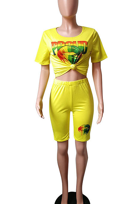 Euramerican Casual T Shirts Fifth Pants Two-Pieces HM5205