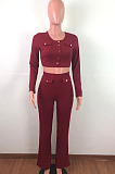 Fashion Pit Bar Long Sleeve Top Loose Pants Two-Piece QZ5307