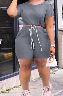 Sports Pure Color Loose Casual Two-Piece TD8035