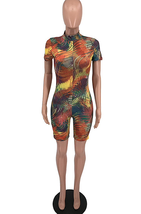 Fashion Colorful Stripe Print Casual Jumpsuits TD8033 