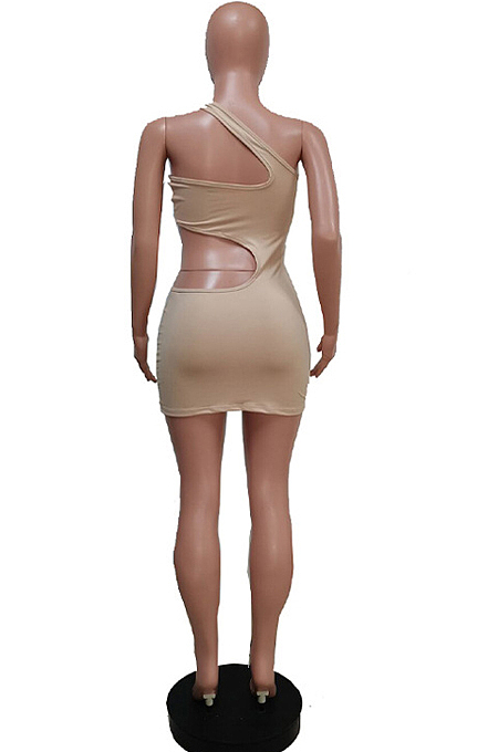 Fashion Tight Hollow Out One Shoulder Sleeveless Dress F1618