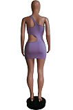 Fashion Tight Hollow Out One Shoulder Sleeveless Dress F1618