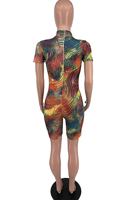 Fashion Colorful Stripe Print Casual Jumpsuits TD8033 