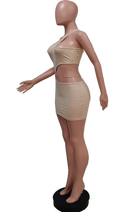Fashion Tight Hollow Out One Shoulder Sleeveless Dress F1618