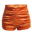 Sexy Pure Color Shirred Detail Smooth Shorts HM5297