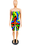 Fashion Casual Print Boob Tube Top Three Color Jumpsuits T3417