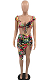 Euramerican Women Summer Print Sexy Two-Piece QL1011
