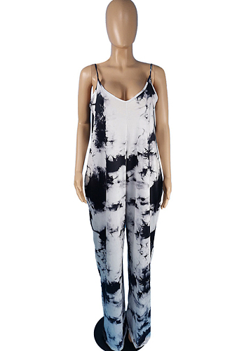 Fashion Big Yards Tie Dye Loose Sling Casual Jumpsuits MK048