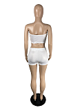 Fashion Solid Color Letter Print Strapless Short Sets TC070