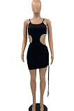 Sexy Sling Hollow Out Smoke Plait Mini Dress PQ8042