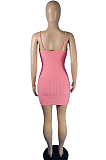 Summer Fashion Pure Color Pineapple Cloth Sling Mini Dress MK047