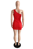 Fashion Sexy Tight Hollow Out One Shoulder Sleeveless Mini Dress TC059