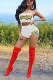 Fashion Solid Color Letter Print Strapless Short Sets TC070