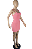 Summer Fashion Pure Color Pineapple Cloth Sling Mini Dress MK047