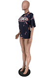 Casual Loose Letter Print Round Neck T shirts AMX6010