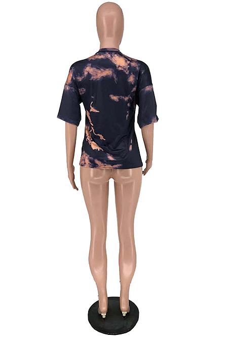 Casual Loose Letter Print Round Neck T shirts AMX6010