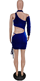 Slant Shoulder Hollow-Out One-Sleeve Mini Dress AMX6002