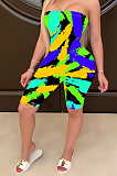 Fashion Casual Print Boob Tube Top Three Color Jumpsuits T3417