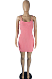 Summer Fashion Pure Color Pineapple Cloth Sling Mini Dress MK047