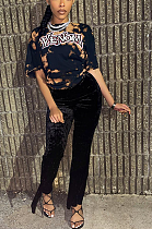 Casual Loose Letter Print Round Neck T shirts AMX6010