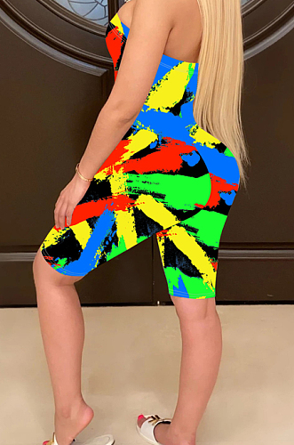 Fashion Casual Print Boob Tube Top Three Color Jumpsuits T3417