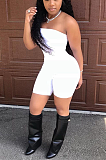 White Off Shoulder  Romper Boat Neckline Jumpusit AMX6004