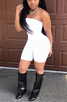 White Off Shoulder  Romper Boat Neckline Jumpusit AMX6004