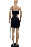 Sexy Sling Hollow Out Smoke Plait Mini Dress PQ8042