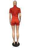 Fashion Casual Pure Zipper Top Shorts Two-Piece TC055