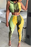 Trendy Net Yarn Irregularity Spliced Sleeveless Two-Pieces ED8386