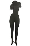Asymmetric Pit Bar Chest Wrap Open Fork Bodycon Jumpsuits Two-Pieces TL6590