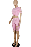 Euramerican Pure Color Hurnt Flower Shorts Two-Piece E8594