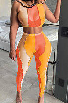 Trendy Net Yarn Irregularity Spliced Sleeveless Two-Pieces ED8386