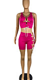 Pure Color Knotted Strap Shorts Sets TL6585